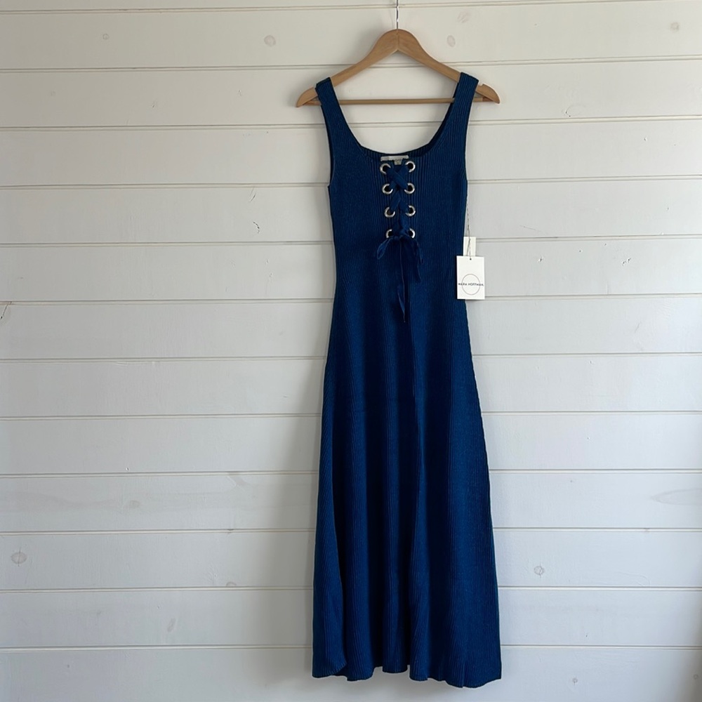 Mara Hoffman Navy Knit Laceup Dress size M